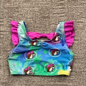 Bucee's Girl Colorful Beaver Print Swim Suit Top Size 12-18 months